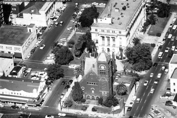 Aerial view of Downtown Orlando showing both the 1892 Courthouse and 1927 Courthouse