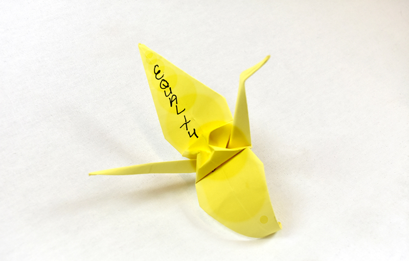Pulse Memorial Object - Yellow Origami Crane